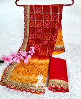 Heavy Georgette Saree with Lehariya Pattern with blouse for women's || Vibrant Heavy Georgette Saree for women's ||